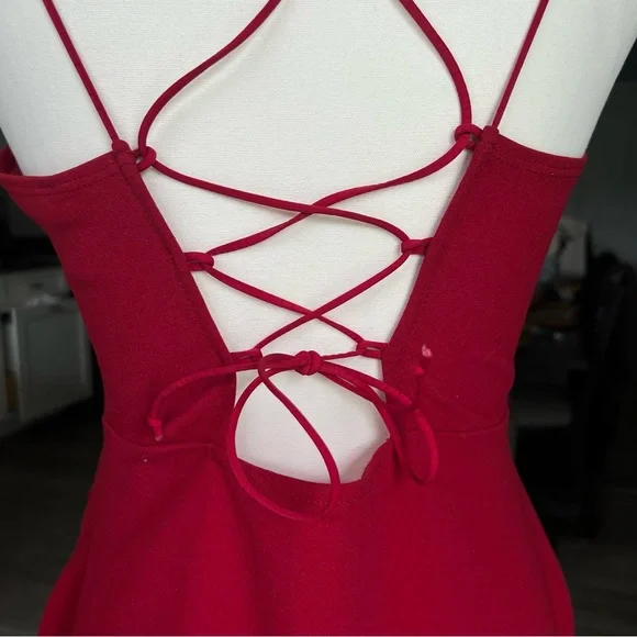 Windsor Faux Wrap Lace-Up Back Asymmetrical Dress | Size Large - Picture 8 of 11